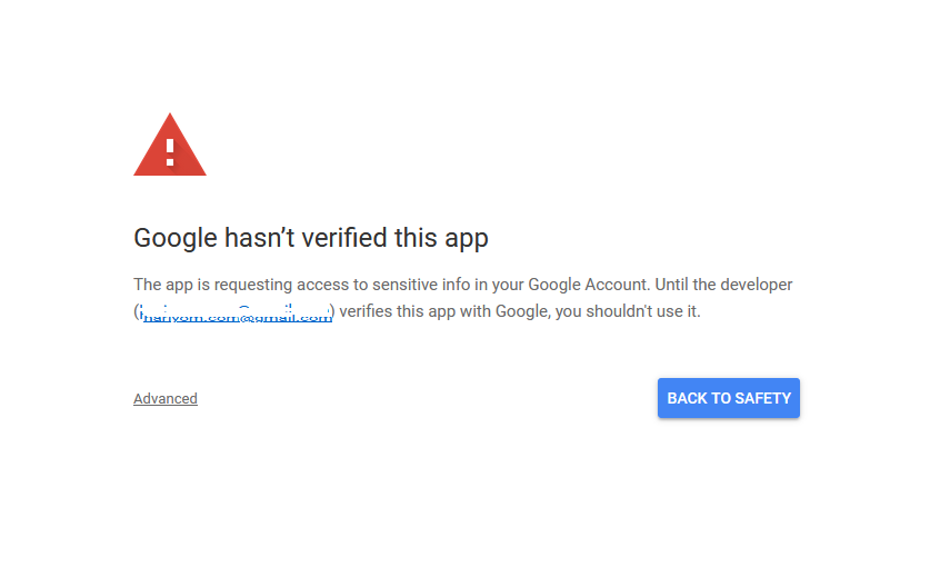 Google App not verified Error
